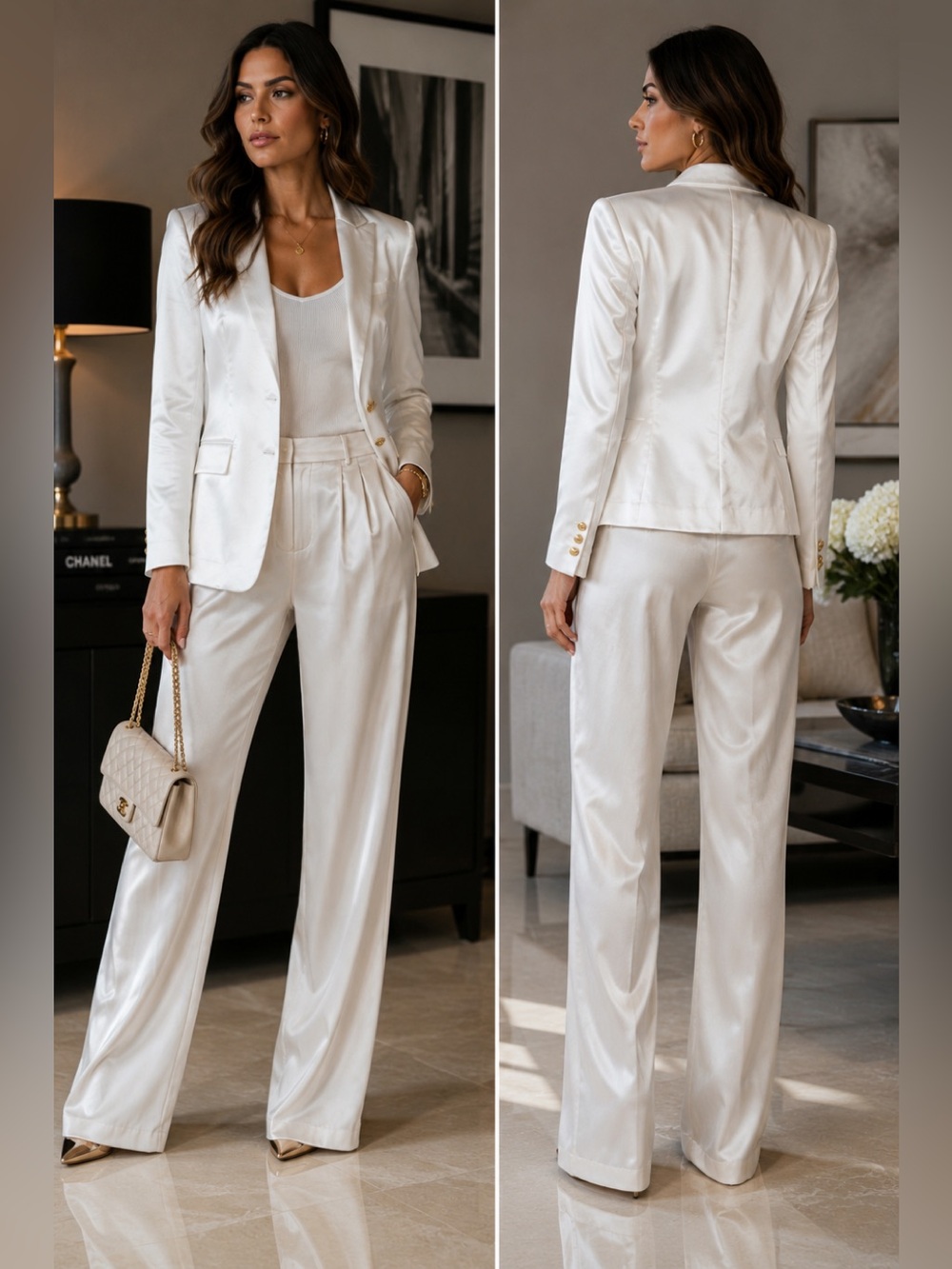 French connection white satin effect Adaline textured blazer single breasted NWT